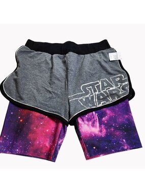Disney Star Wars Girls XL Womens Small Galaxy Print Shorts 27 Waist Active New